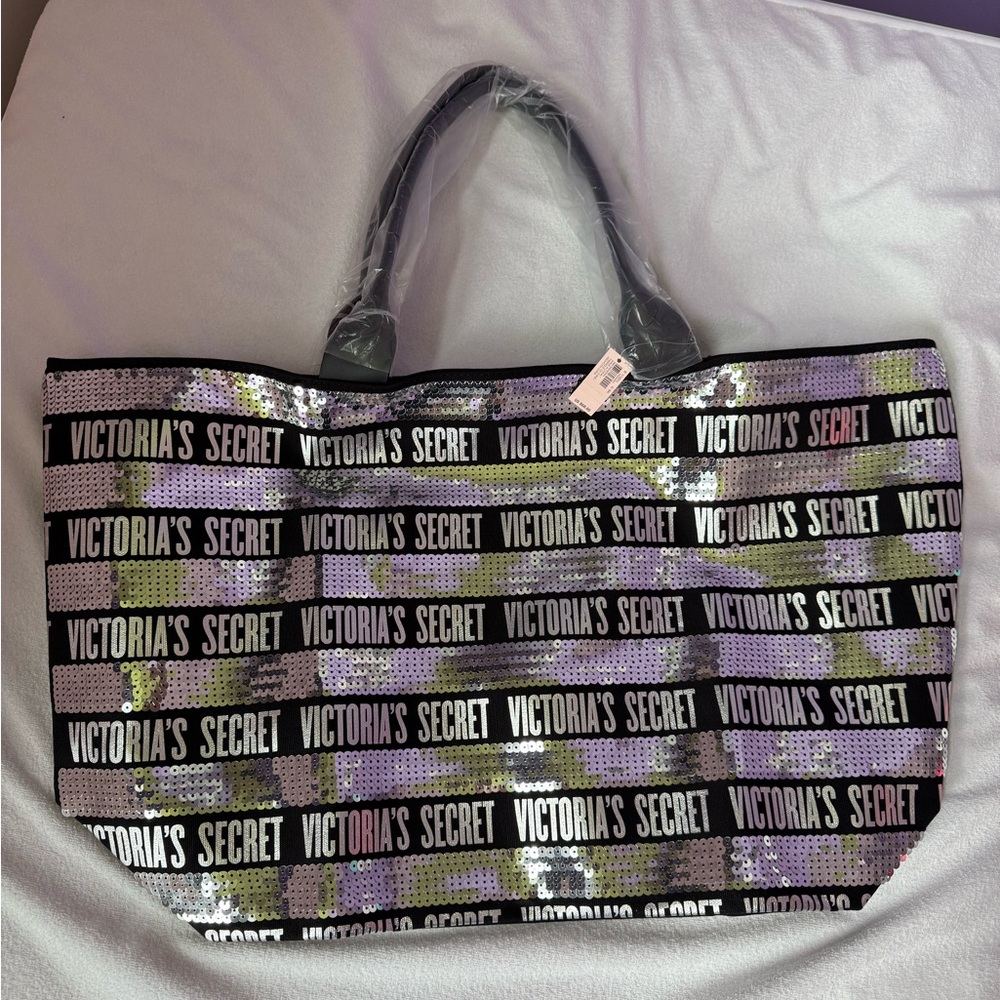 Victoria's Secret Shimmering Black and Silver Tote
